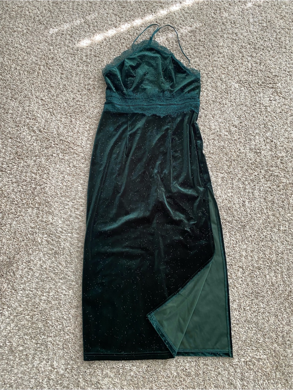 Sparkle Velvet Maxi Dress - Emerald Green